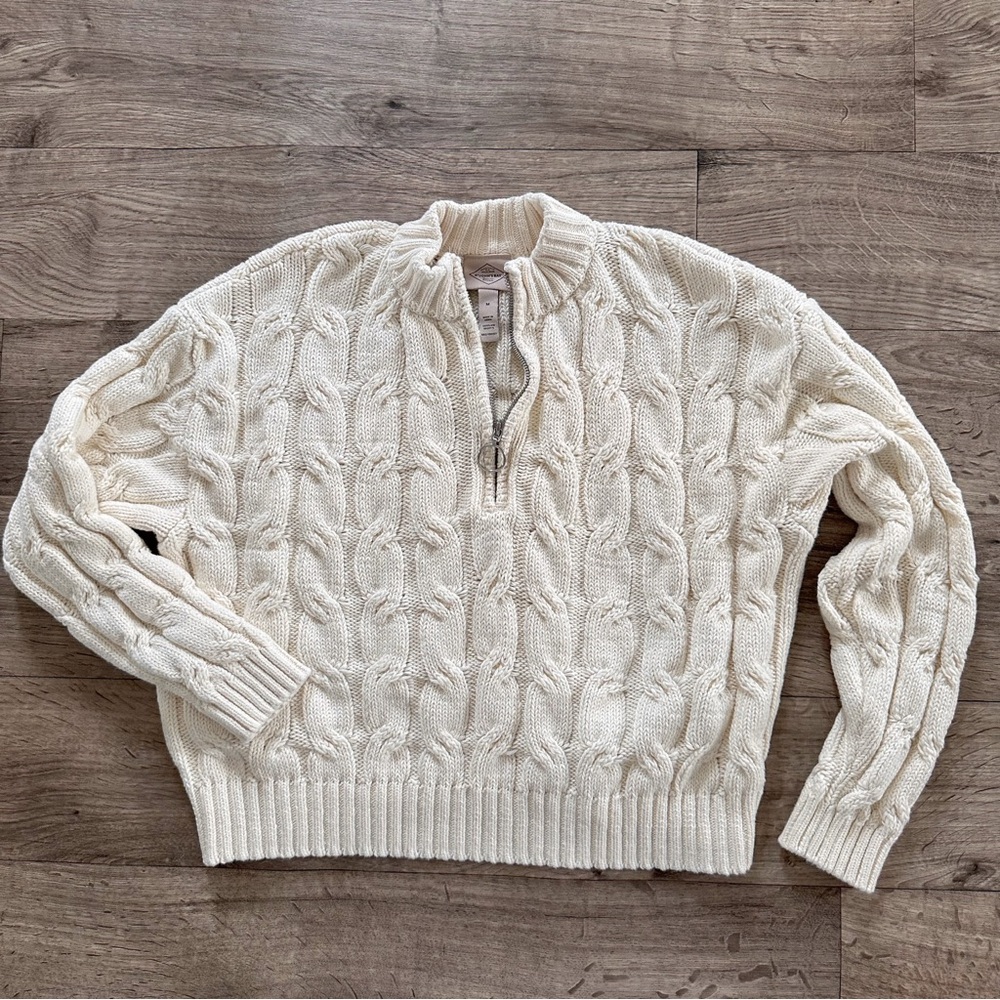 St. John's Bay Ivory Cable Knit Sweater Zip